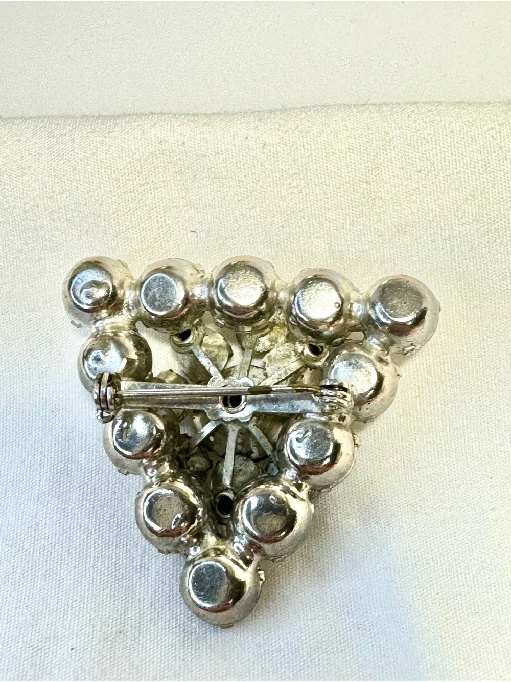 Crystal Cluster Triangle Brooch - Clear Rhinestone Accent